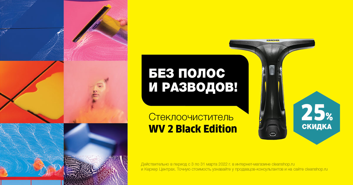 Скидка на стеклоочиститель Karcher WV 2 Premium Black Edition